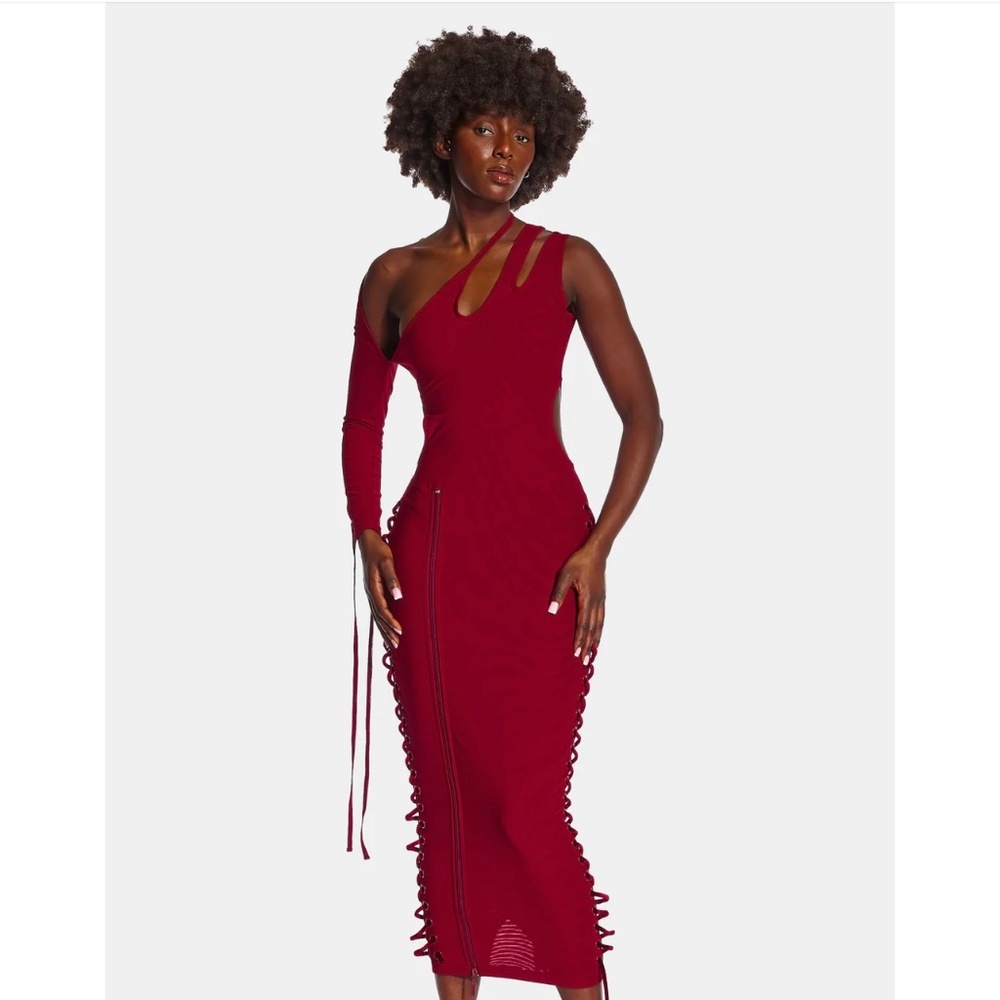 BBX Brand Bordeaux Asymmetric Mesh Maxi
